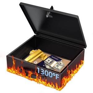 lot 13945 image: Uniclife Fireproof Document Box with Key Lock