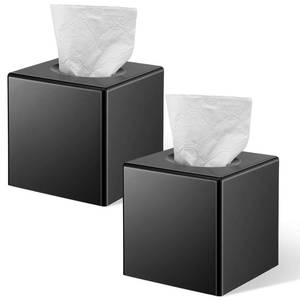 lot 13954 image: Kenaeooe Tissue Box Cover 2-Pack Black ABS Plastic