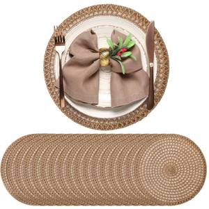lot 13993 image: Gandeer Round Jute Placemats 13 Inch Set of 24