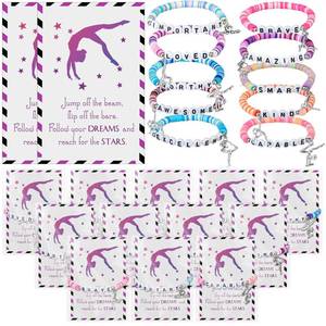 lot 14027 image: Zeyune 20 Sets Gymnastics Party Favors Bracelets Cards