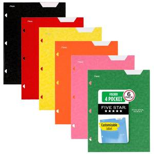lot 14105 image: Five Star 4-Pocket Folder, 6 Pack, 3-Hole Punched