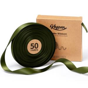 lot 14437 image: Keypan Satin Ribbon 78 Inch 50 Yards Moss Green