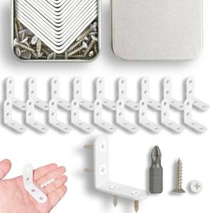 lot 14448 image: Oufiin 18Pc White L Brackets with 72 Screws 1.57 Inch