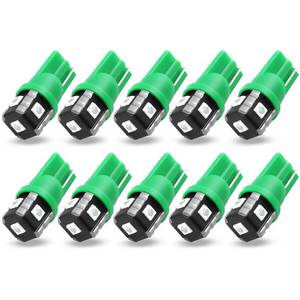 lot 14457 image: PHINLION 194 LED Bulb T10 Green 10 Pack