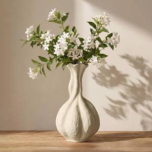 lot 17938 image: DOWAN Ceramic Vase, 10 Tall Narrow Neck Warm White