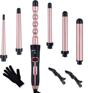 lot 17961 image: 6-in-1 Hair Curling Wand with LCD Display