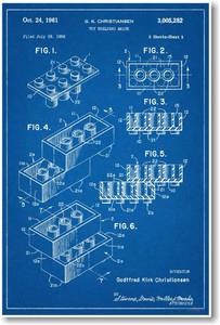 lot 18112 image: PosterEnvy Lego Brick Patent Blueprint Poster 12x18