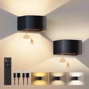 lot 18117 image: FULEN Motion Sensor Wall Light Remote Control LED 2-Pack