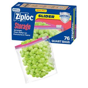 lot 18124 image: Ziploc Quart Slider Storage Bags, 76 Count