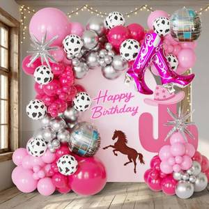 lot 18125 image: Cowgirl Balloon Arch Kit Pink Silver