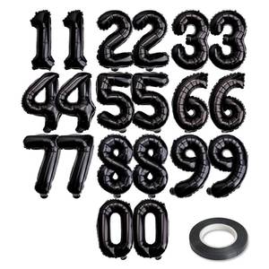 lot 18169 image: Wellinology Black 16 Number Balloons 2 Sets 0-9