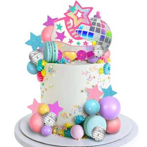 lot 18180 image: DRWATE Roller Skate Cake Topper Disco Ball Set