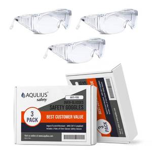 lot 18208 image: Aqulius Safety Glasses Over Eyeglasses - Pack of 3