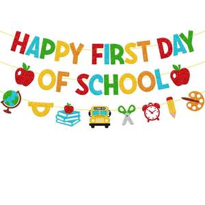 lot 18241 image: Levvcirki Pre-Strung Happy First Day of School Banner