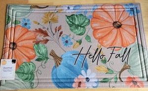 lot 19094 image: Hello Fall Doormat IndoorOutdoor Rubber Backing  18 x 30 inch
