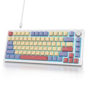 lot 19112 image: iTastatur 75% Wired Mechanical Gaming Keyboard, Hot Swappable Gasket Mount, White Switch, 82 Keys TKL, NKRO, Creamy for PC Laptop Windows Gamer (Marshmallow)