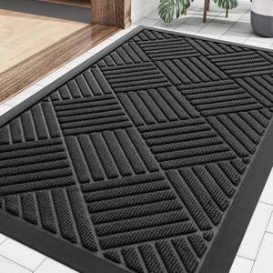 lot 19113 image: Smiry Front Door Mat Outside Entrance, Natural Rubber Doormat, 29.5x17 Inch