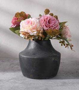 lot 19117 image: FancyPlus Ceramic Flower Vase, 5.3 Inch Rustic Vase for Flowers, Small Terracotta Pottery Vase for Home Decor, Farmhouse Decorative Vase for Living Room Kitchen Table Shelf Bedroom Decor