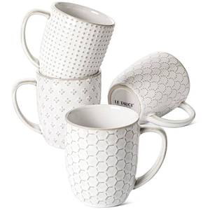 lot 19139 image: LE TAUCI Espresso Cups 6 oz, Ceramic Demitasse Cup, Small Coffee Mugs for Double Shot, Latte, Cappuccino, Lungo, Kids Mugs With Handle, Suit For Housewarming - 2.7 inch, Set of 4, Arctic White
