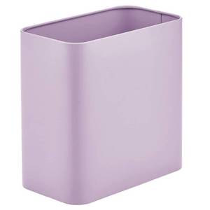 lot 19147 image: mDesign Metal Wastepaper Bin �� Compact Rectangular Bathroom Bin �� Rubbish Basket for Home and Office �� Light Purple