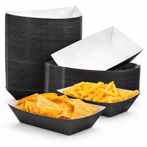 lot 19152 image: Yinkin 100 Pcs Paper Food Boats 1 lb Disposable Nacho Serving Trays, black