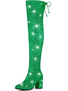lot 19164 image: Allegra K Womens Glitter Chunky Heel Party Over the Knee Boots (8.5)