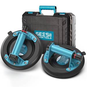 lot 19165 image: SEESII Suction Cups for Glass Lifting 8 Tile Suction Cup Lifter with Handle and Pump, 200KG Load Capacity Heavy Duty Vacuum Lifter for Lifting Large Tile, Granite, Metal, Windows (2-Pack)