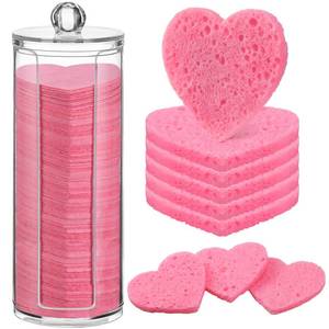 lot 20012 image: Sieral 120 Pcs Compressed Facial Sponges, Heart, Pink