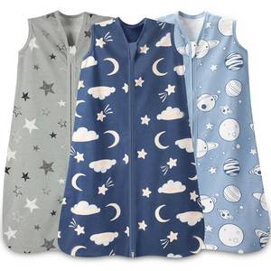 lot 20017 image: Baby Sleep Sack 0-6 Months, 100% Cotton Wearable Blanket, 0.5 Tog, 3 Pack