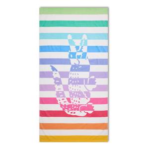 lot 20021 image: Lacoste 100% Cotton Oversized Beach Towel, Striped Croc