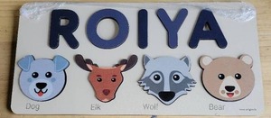 lot 20026 image: Kid Puzzle Removable Characters 4 Character Cutouts and Hook Stand
