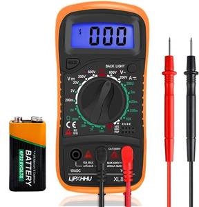 lot 20040 image: Digital Multimeter Voltmeter Battery Voltage Multi Tester Continuity Ohm Volt Amp DC AC Current Resistance Diodes 2000 Counts Electrical Test Meter with Leads Backlight LCD Display
