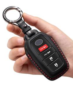 lot 20049 image: YONUFI for Toyota Key Fob Cover Leather Case Keychain, Black