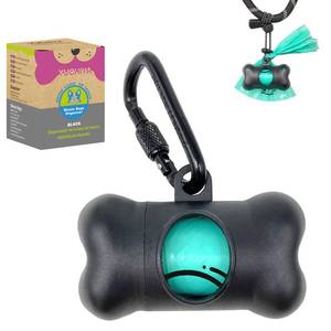 lot 20051 image: Dog Poop Pickup Bags Holder Dispenser with Standard-Sized Leak-Proof Scented Doggy Waste Bags and Carabiner with Safety Lock&Fastener Never Loose on Leash Lead Again (1 Holder 15 Bags, Black)