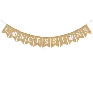 lot 20053 image: Rainlemon Jute Burlap Concessions Banner Sports Themed Baby Shower Boy 1st Birthday Party Decoration