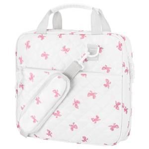 lot 20066 image: Heentan Zipper Binder Folder Keeper with Strap 2, 3 Ring, White, Pink Bow