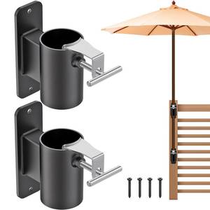 lot 20077 image: Lifeswell Deck Railing Umbrella Holder, Flat Mount Stand for 1-2 Poles