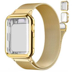 lot 20080 image: Magnetic Band and Case for Apple Watch Band 40mm 41mm 38mm 44mm 45mm 46mm 42mm WomenMen,Stainless Steel Milanese Loop Bracelet Strap with Cover Combo iWatch series 11 10 9 8 7 6 5 4 SE Ultra2 3 49mm