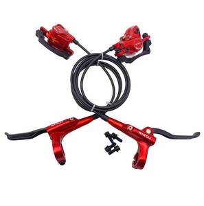 lot 20085 image: WIROJ Mountain Bike Hydraulic Disc Brake Set, Front & Rear Disc Brake Kit Fit Bicycle MTB XC Trail, e-Bike, Fat Bike, Upgrade kit for Mechanical Disc Brake (Red - Left Front & Right Back)