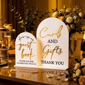 lot 20087 image: Amyhill 1 Set Acrylic Wedding Signs for Reception, Gold Black