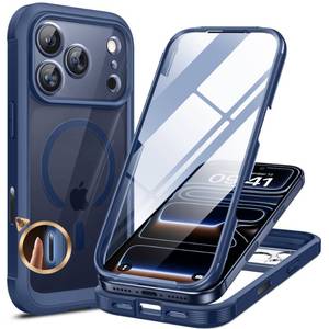 lot 20088 image: miracase for iPhone 17 Pro Max Case 6.9 Full-Body Phone Case with Built-in Glass Screen Protector& Full Camera Protector,Magnetic with MagSafe Drop Proof 17 ProMax Cover, Blue