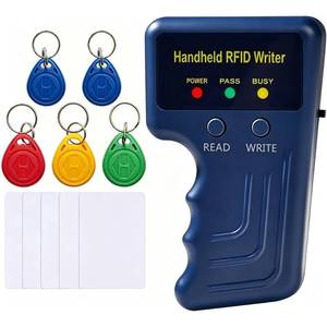 lot 20089 image: FIYYIA Handheld 125khz RFID Reader Writer,AWID and HID Copier with 10 T5577 Keyfobs