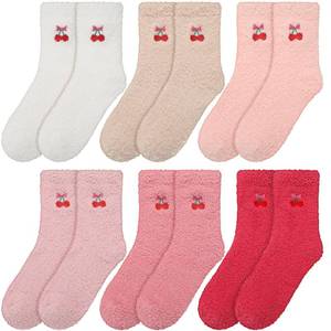 lot 20094 image: Tivi Tovo 4 Pairs Cherry Fuzzy Socks Gift for Teachers Mom Women