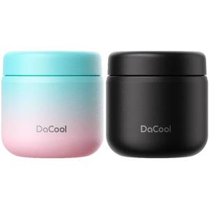 lot 20113 image: DaCool Kids Thermo for Hot Food 2 Pack 13ozpack Insulated Food Jar Vacuum Stainless Steel Kids Food Thermo Soup Insulated Lunch Container for School Office Picnic Travel Outdoors,BlackCotton Candy