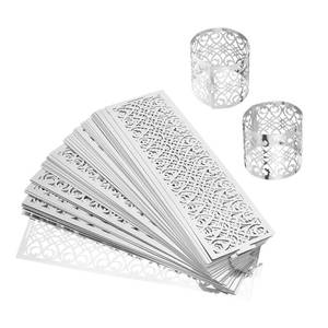 lot 20132 image: uxcell 100Pcs Napkin Rings Laser Cut Foil Paper Holder Hollow Bands