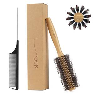 lot 20135 image: Vista Round Brush Bamboo Natural Boar Bristle Hair Brush Round