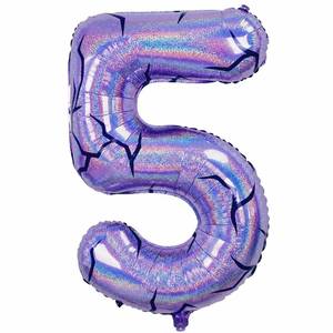 lot 20141 image: 40 Purple K-pop Number 5 Balloon for Girl 5th Birthday Party Decoration