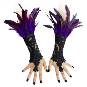 lot 20437 image: HOMELEX Women Black Lace Feather Gloves Witch Angel Costume Accessories Swan Wings Wrist Bands