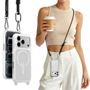 lot 20498 image: MAGEASY Roam MagSafe Crossbody Phone Case with Strap for iPhone 18 Pro & 17 Pro, Magnetic Clear Case with Detachable Lanyard, 16FT Drop Defense, Camera Control Compatible (Transparent)