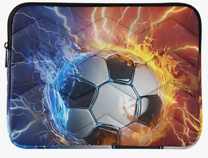 lot 2169 image: Laptop Sleeve Soccer Ball Fire Lightning Design